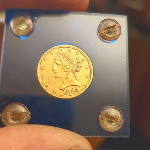 Rare 1885 $5 Gold Library Half Eagle.